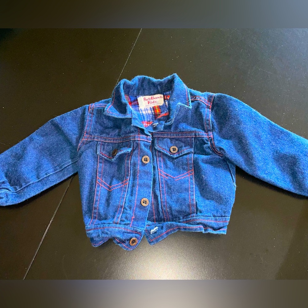 Vintage Park Bench kids toddler flannel plaid lined denim jacket sz 18 mos coat